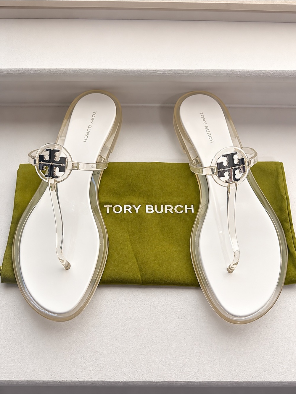 💎 NWOT Tory Burch Mini Miller Jelly Sandals Clear Silver Size 8 💎
